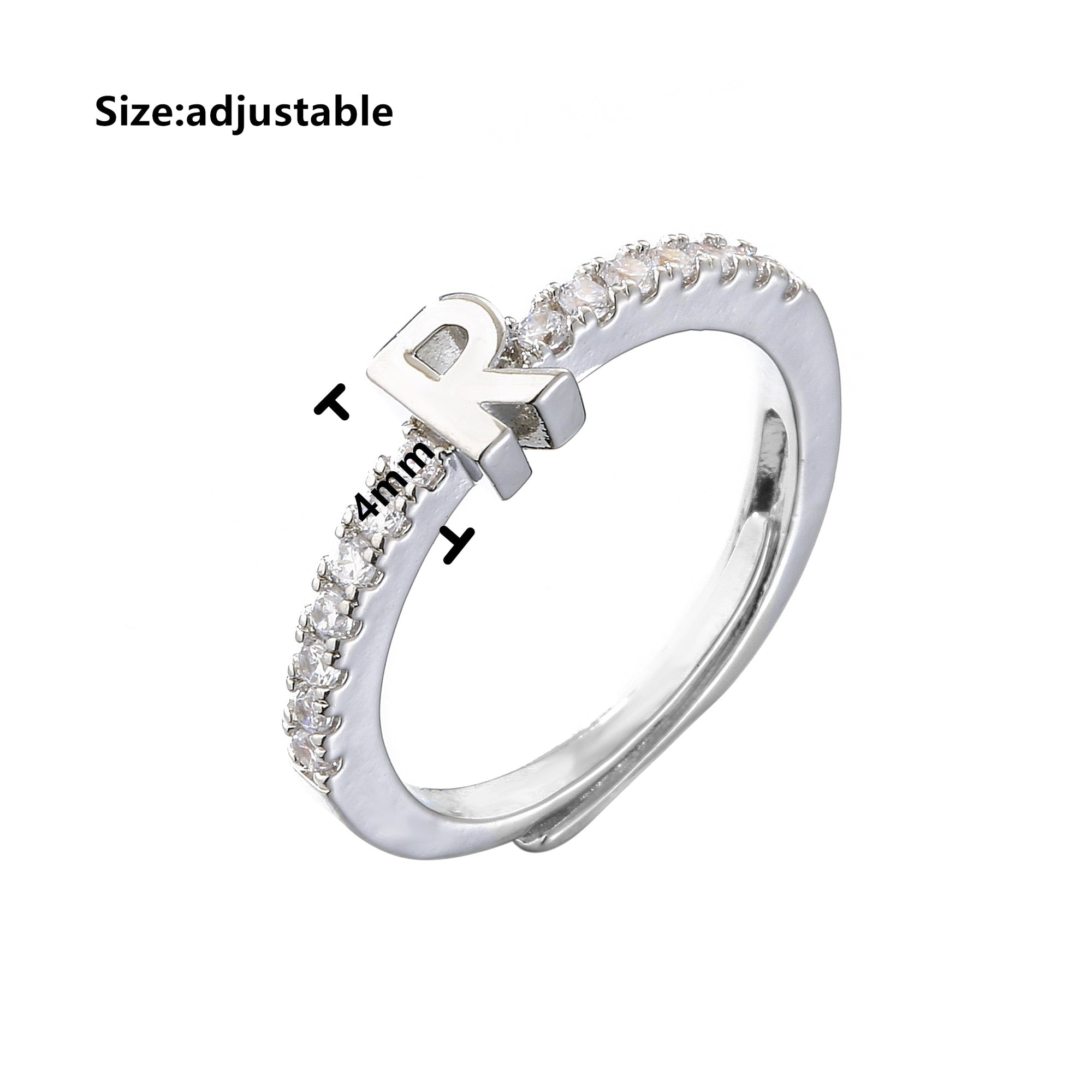 Fashion Initials Letter Ring Women Classic Simple Opening Finger Ring For Women Party Jewelry Gift-3