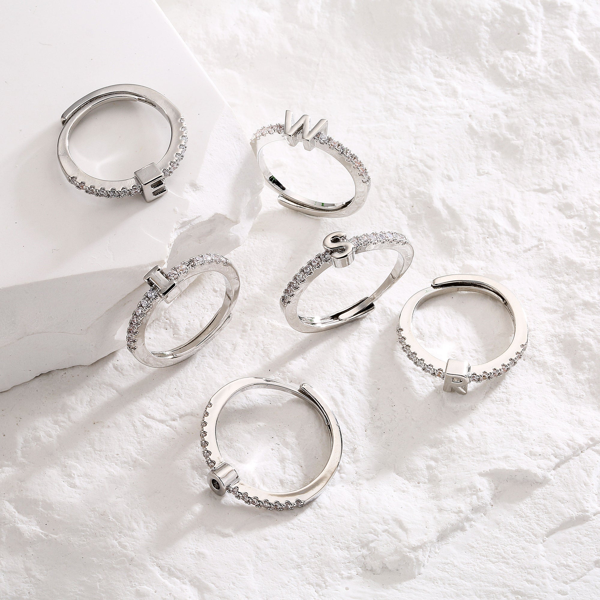 Fashion Initials Letter Ring Women Classic Simple Opening Finger Ring For Women Party Jewelry Gift-2