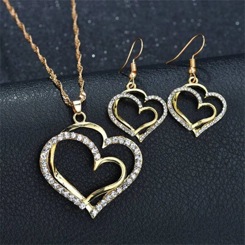 Heart Shaped Rhinestone Jewelry Set for Women - blibon.com