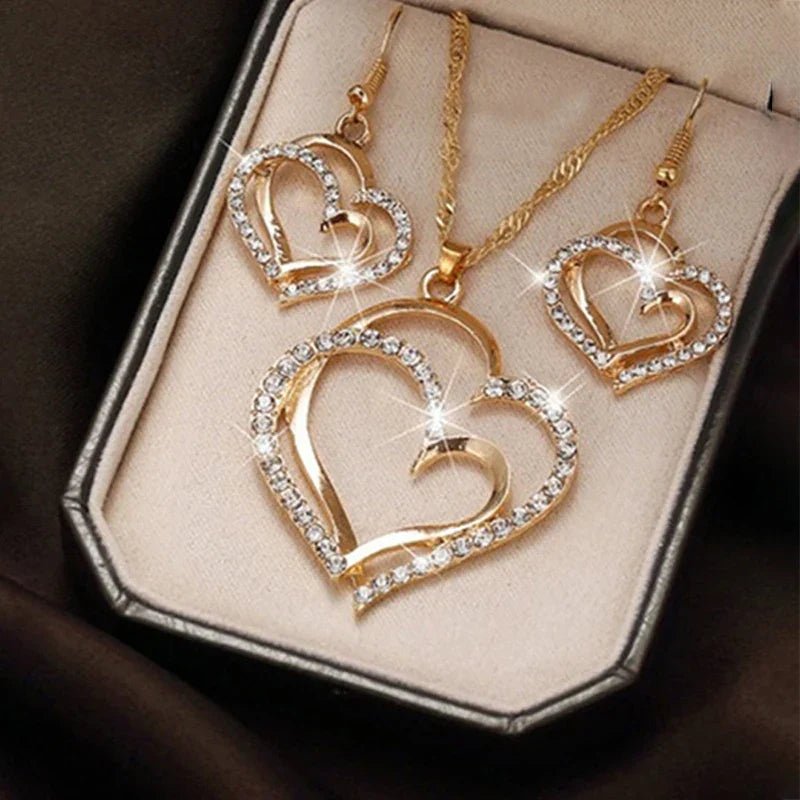 Heart Shaped Rhinestone Jewelry Set for Women - blibon.com
