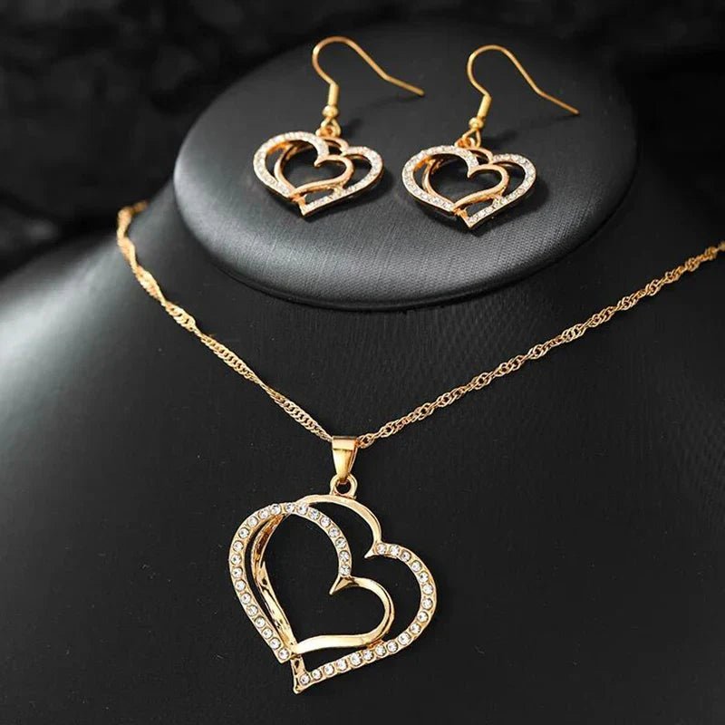 Heart Shaped Rhinestone Jewelry Set for Women - blibon.com