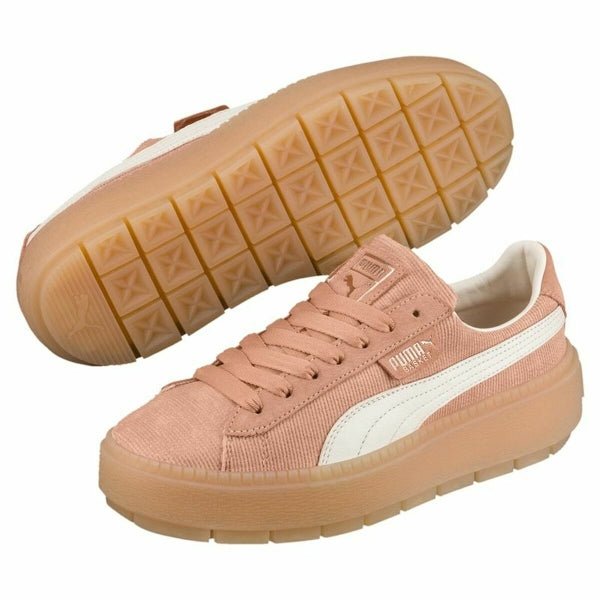 WOMEN'S CASUAL TRAINERS PUMA PLATFORM TRACE CORDUROY ORANGE - blibon.com